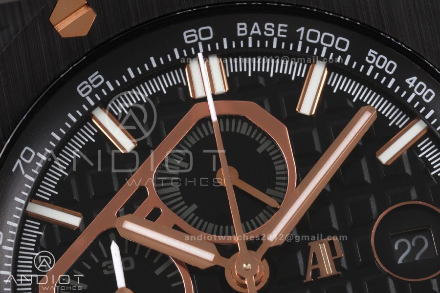 Royal Oak Offshore 44mm Black Ceramic JF 1:1 Best Edition Black/RG Dial on Rubber Strap A3126