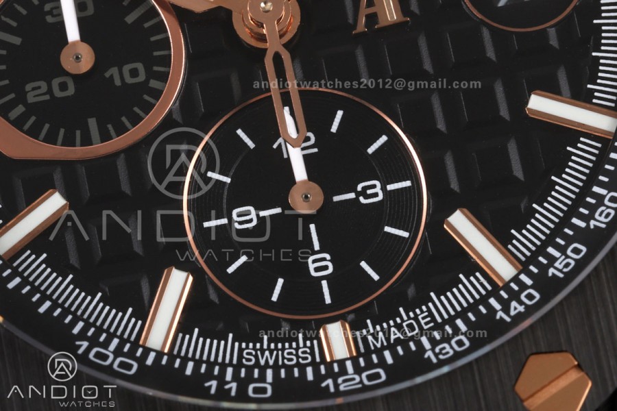 Royal Oak Offshore 44mm Black Ceramic JF 1:1 Best Edition Black/RG Dial on Rubber Strap A3126