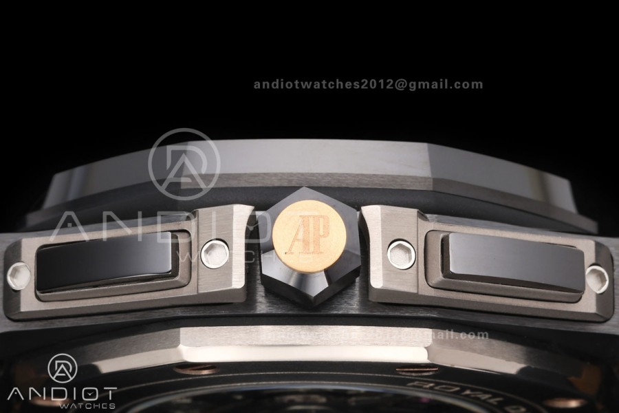 Royal Oak Offshore 44mm Black Ceramic JF 1:1 Best Edition Black/RG Dial on Rubber Strap A3126