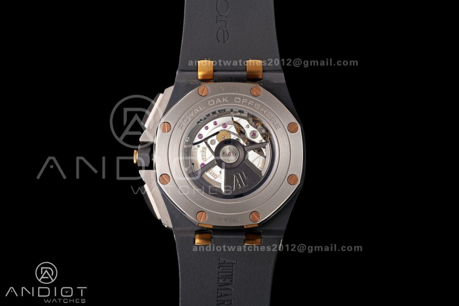 Royal Oak Offshore 44mm Black Ceramic JF 1:1 Best Edition Black/RG Dial on Rubber Strap A3126