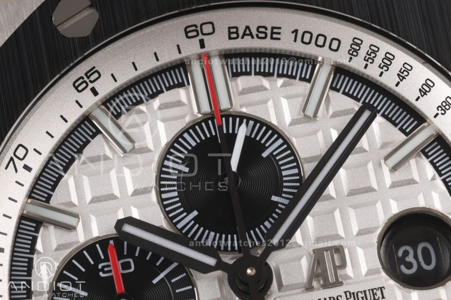 Royal Oak Offshore 44mm SS Ceramic Bezel JF 1:1 Best Edition White/Black Dial on Rubber Strap A3126