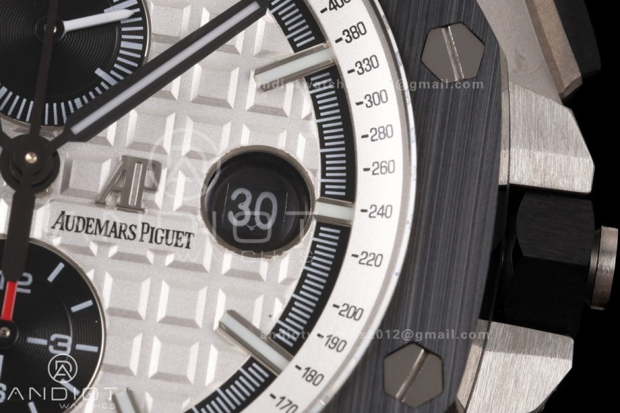 Royal Oak Offshore 44mm SS Ceramic Bezel JF 1:1 Best Edition White/Black Dial on Rubber Strap A3126