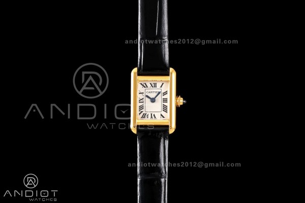 Tank Louis 16.5mm YG K11F 1:1 Best Edition White Dial on Black Leather Strap Quartz