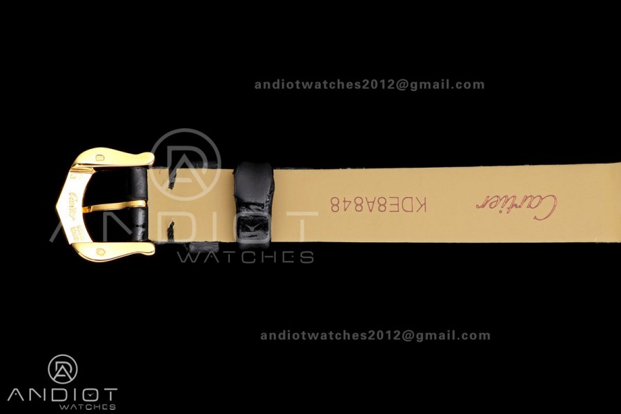 Tank Louis 16.5mm YG K11F 1:1 Best Edition White Dial on Black Leather Strap Quartz