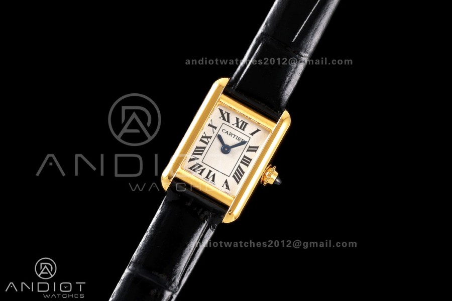 Tank Louis 16.5mm YG K11F 1:1 Best Edition White Dial on Black Leather Strap Quartz