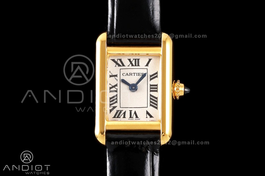 Tank Louis 16.5mm YG K11F 1:1 Best Edition White Dial on Black Leather Strap Quartz