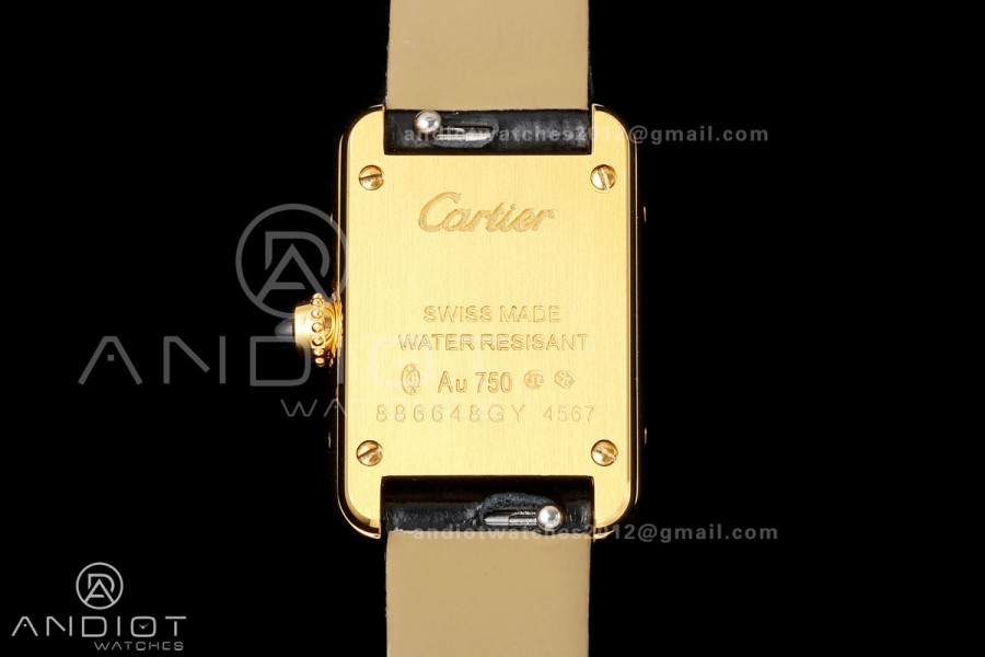 Tank Louis 16.5mm YG K11F 1:1 Best Edition White Dial on Black Leather Strap Quartz