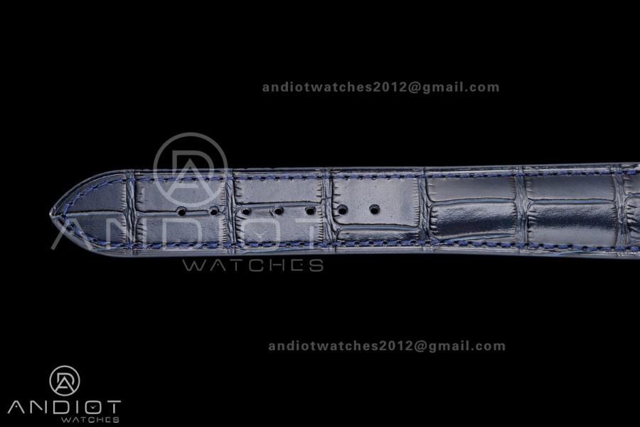 Grand Complications 6102 SS Purple Diamonds Bezel PPF 1:1 Best Edition Blue Dial on Blue Leather Strap SA240 Super Clone