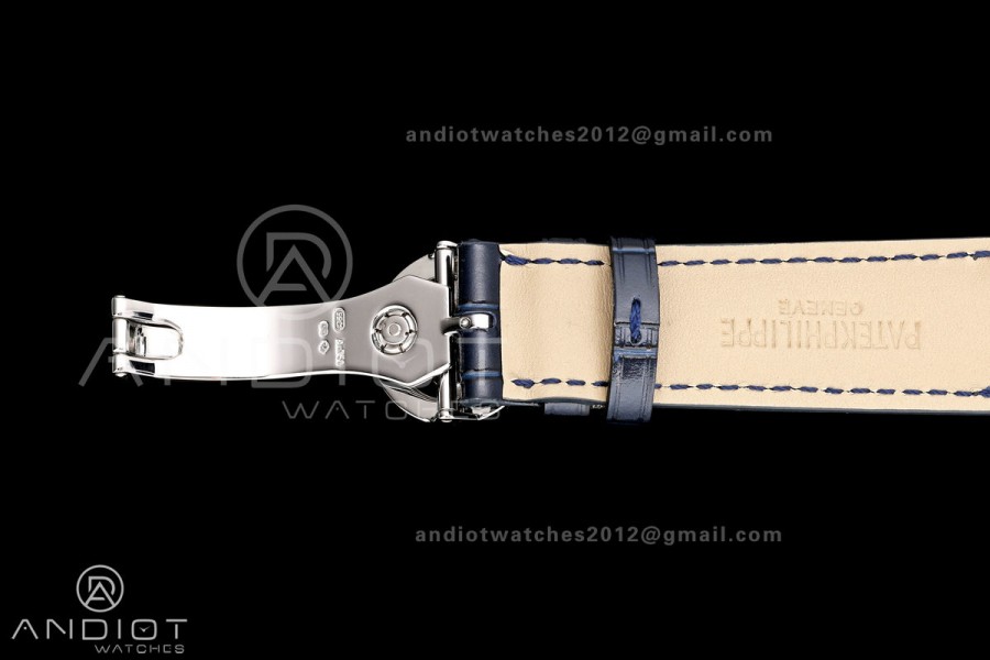 Grand Complications 6102 SS Purple Diamonds Bezel PPF 1:1 Best Edition Blue Dial on Blue Leather Strap SA240 Super Clone