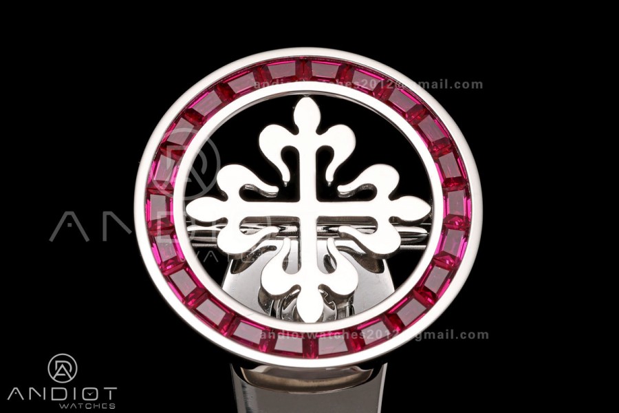 Grand Complications 6102 SS Purple Diamonds Bezel PPF 1:1 Best Edition Blue Dial on Blue Leather Strap SA240 Super Clone