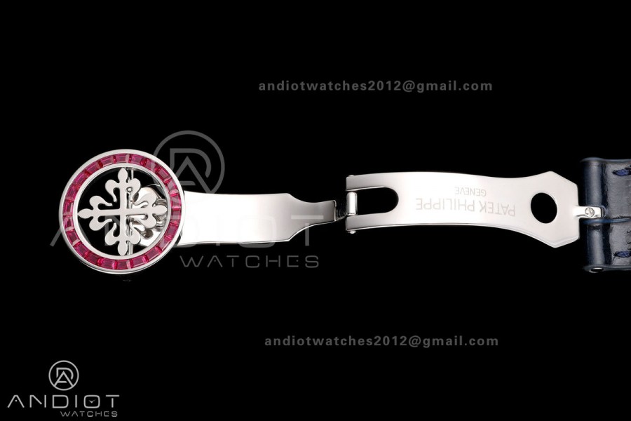 Grand Complications 6102 SS Purple Diamonds Bezel PPF 1:1 Best Edition Blue Dial on Blue Leather Strap SA240 Super Clone