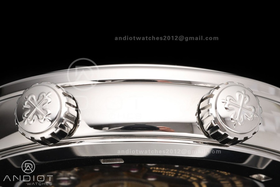 Grand Complications 6102 SS Purple Diamonds Bezel PPF 1:1 Best Edition Blue Dial on Blue Leather Strap SA240 Super Clone