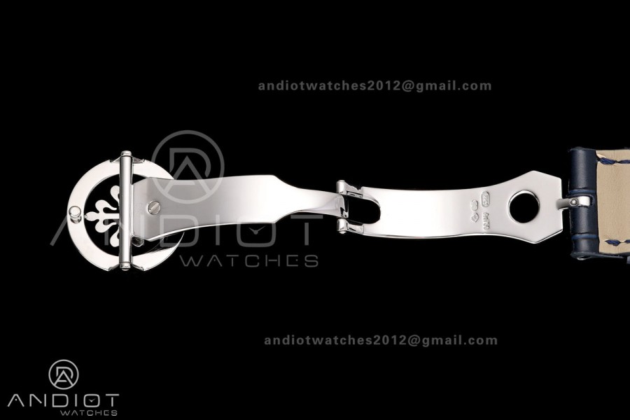 Grand Complications 6102 SS Blue Diamonds Bezel PPF 1:1 Best Edition Blue Dial on Blue Leather Strap SA240 Super Clone