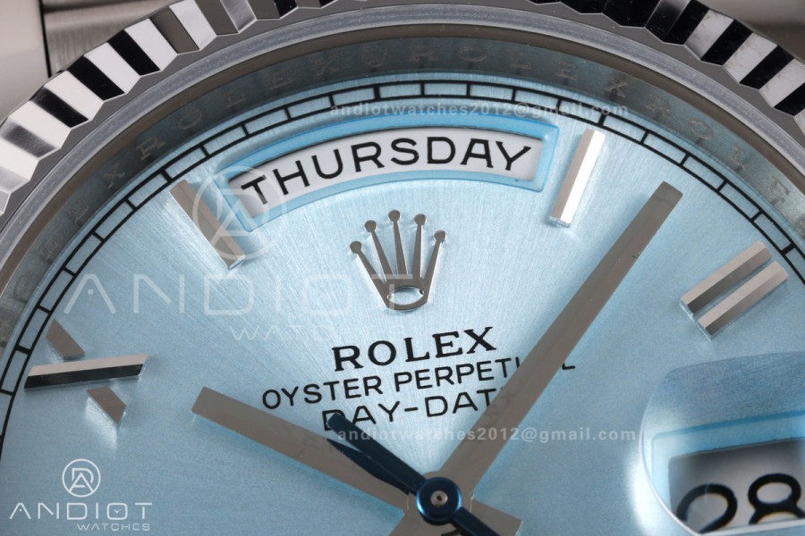 Day Date 40 SS RGF 1:1 Best Edition Ice Blue Roman Dial on President Bracelet VR3255 V2