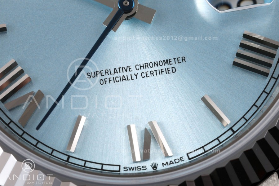 Day Date 40 SS RGF 1:1 Best Edition Ice Blue Roman Dial on President Bracelet VR3255 V2