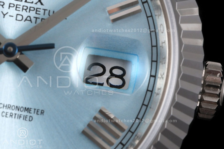 Day Date 40 SS RGF 1:1 Best Edition Ice Blue Roman Dial on President Bracelet VR3255 V2