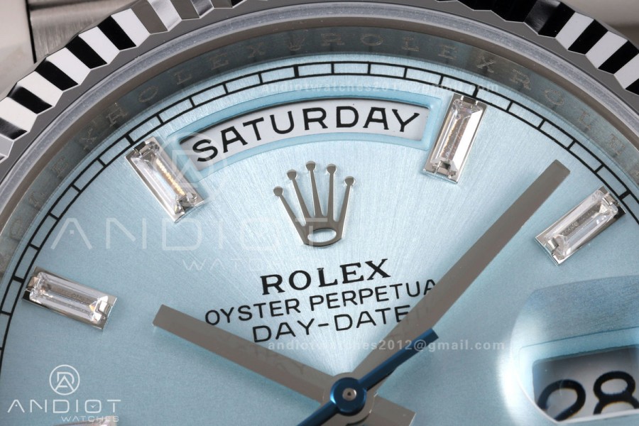 Day Date 40 SS RGF 1:1 Best Edition Ice Blue Crystal Dial on President Bracelet VR3255 V2