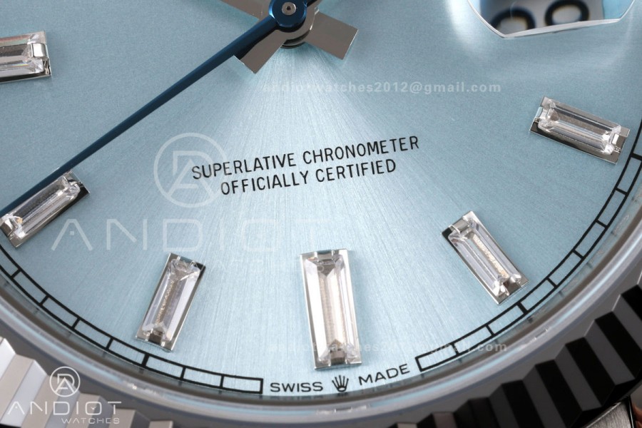 Day Date 40 SS RGF 1:1 Best Edition Ice Blue Crystal Dial on President Bracelet VR3255 V2