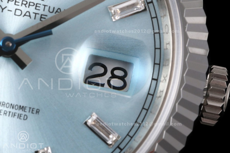 Day Date 40 SS RGF 1:1 Best Edition Ice Blue Crystal Dial on President Bracelet VR3255 V2
