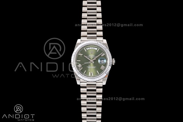 Day Date 40 SS RGF 1:1 Best Edition Green Roman Dial on President Bracelet VR3255 V2