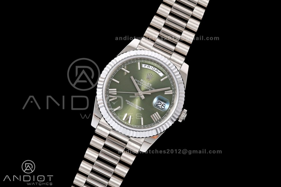 Day Date 40 SS RGF 1:1 Best Edition Green Roman Dial on President Bracelet VR3255 V2