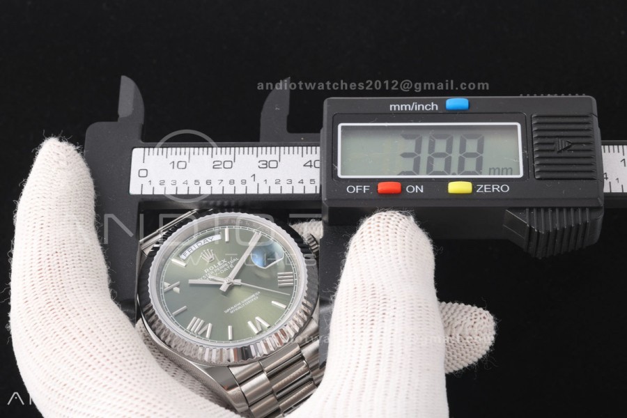 Day Date 40 SS RGF 1:1 Best Edition Green Roman Dial on President Bracelet VR3255 V2