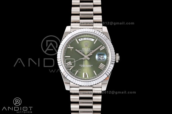 Day Date 40 SS RGF 1:1 Best Edition Green Roman Dial on President Bracelet VR3255 V2