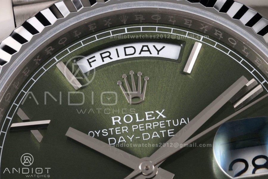 Day Date 40 SS RGF 1:1 Best Edition Green Roman Dial on President Bracelet VR3255 V2