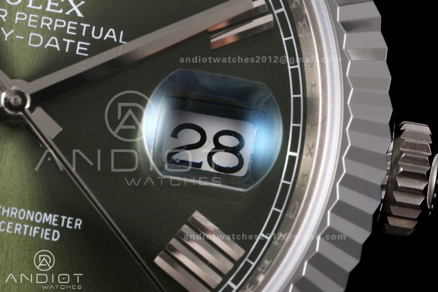 Day Date 40 SS RGF 1:1 Best Edition Green Roman Dial on President Bracelet VR3255 V2
