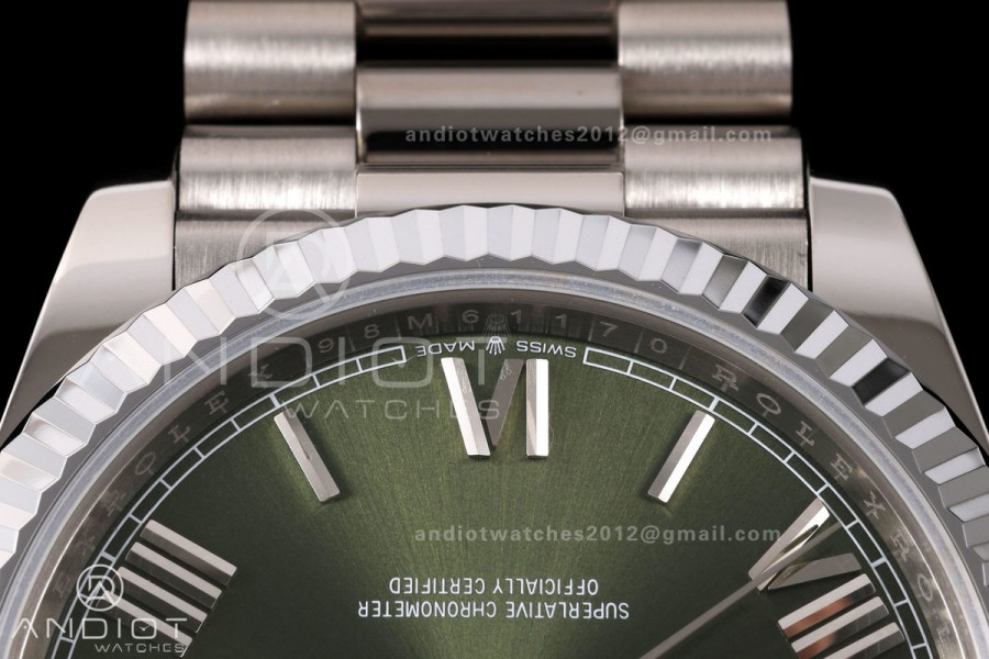 Day Date 40 SS RGF 1:1 Best Edition Green Roman Dial on President Bracelet VR3255 V2
