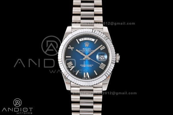 Day Date 40 SS RGF 1:1 Best Edition Blue Ombre Roman Dial on President Bracelet VR3255 V2