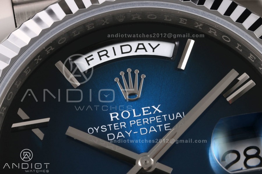 Day Date 40 SS RGF 1:1 Best Edition Blue Ombre Roman Dial on President Bracelet VR3255 V2