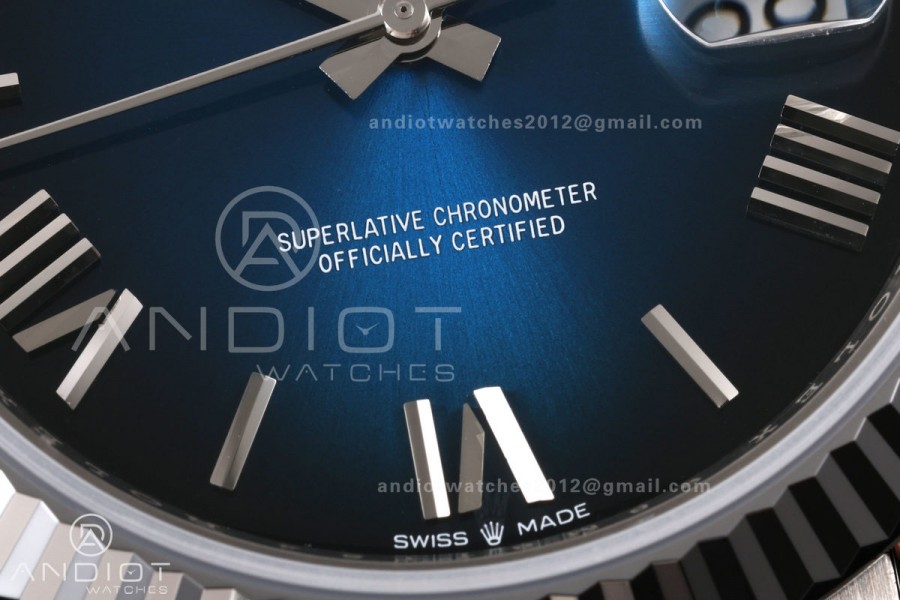 Day Date 40 SS RGF 1:1 Best Edition Blue Ombre Roman Dial on President Bracelet VR3255 V2
