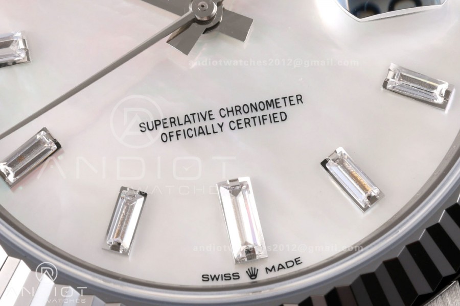 Day Date 40 SS RGF 1:1 Best Edition White MOP Crystal Dial on President Bracelet VR3255 V2