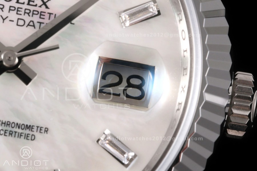 Day Date 40 SS RGF 1:1 Best Edition White MOP Crystal Dial on President Bracelet VR3255 V2