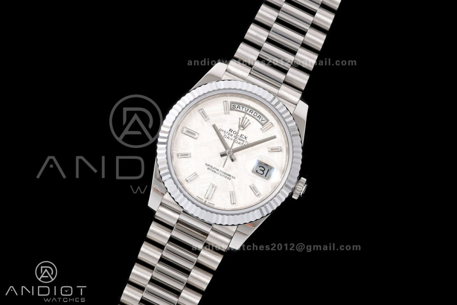 Day Date 40 SS RGF 1:1 Best Edition Meteorite Crystal Dial on President Bracelet VR3255 V2