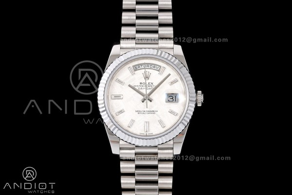 Day Date 40 SS RGF 1:1 Best Edition Meteorite Crystal Dial on President Bracelet VR3255 V2