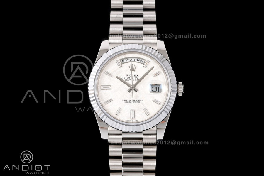 Day Date 40 SS RGF 1:1 Best Edition Meteorite Crystal Dial on President Bracelet VR3255 V2