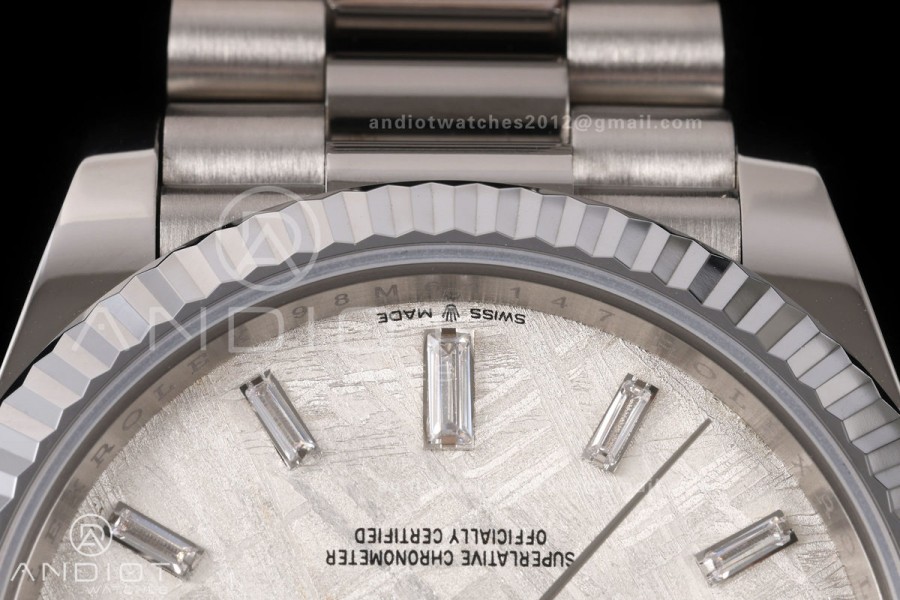 Day Date 40 SS RGF 1:1 Best Edition Meteorite Crystal Dial on President Bracelet VR3255 V2