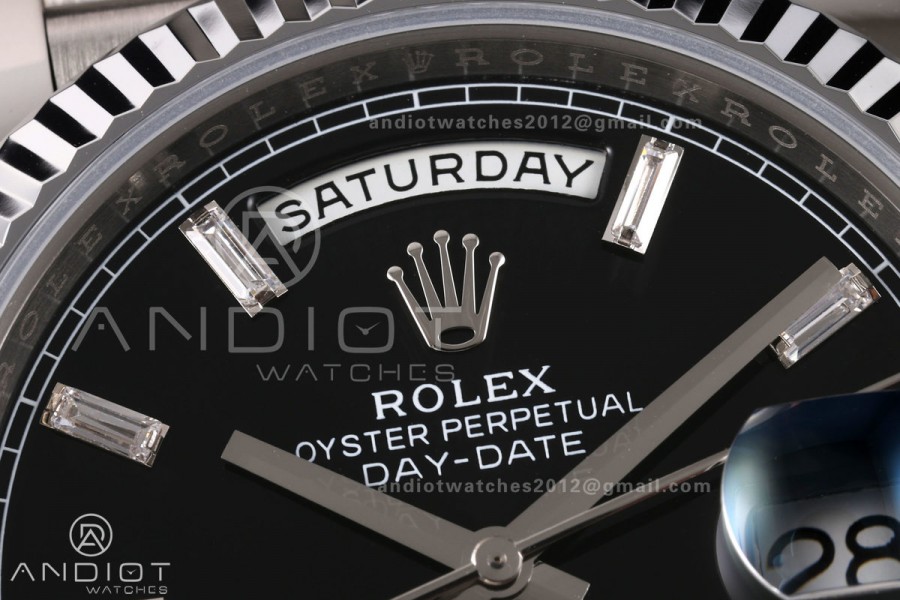 Day Date 40 SS RGF 1:1 Best Edition Black Crystal Dial on President Bracelet VR3255 V2