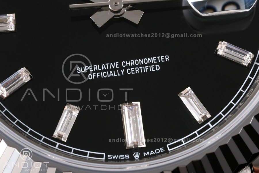Day Date 40 SS RGF 1:1 Best Edition Black Crystal Dial on President Bracelet VR3255 V2