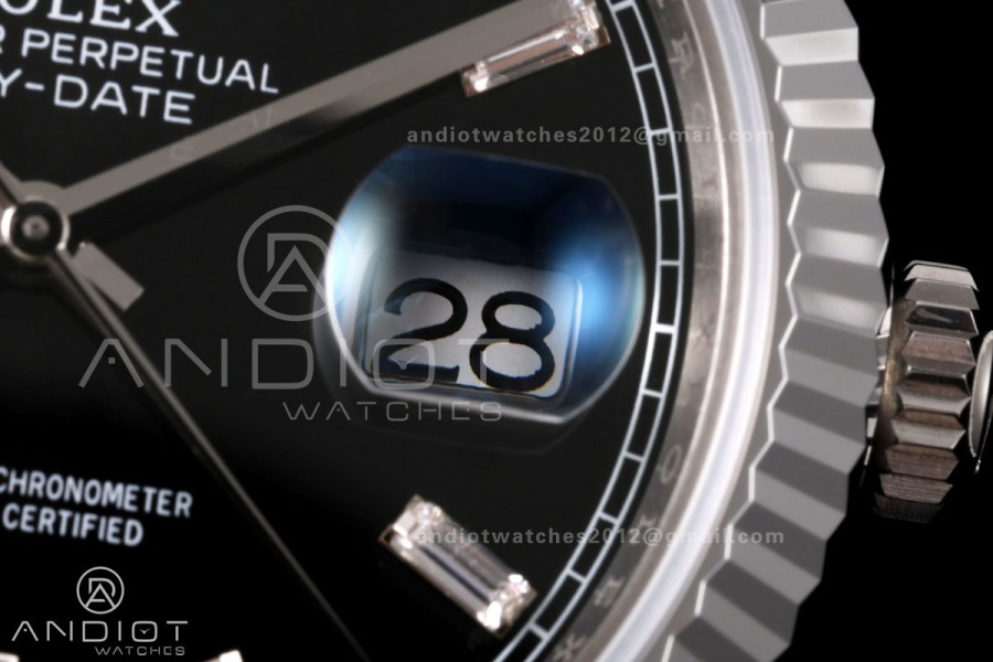 Day Date 40 SS RGF 1:1 Best Edition Black Crystal Dial on President Bracelet VR3255 V2