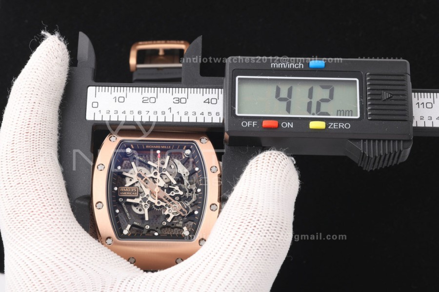 Mille Studio RM035 Americas RG Skeleton Dial on Black Rubber Strap RMUL1 Super Clone