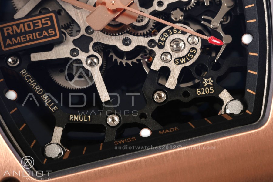 Mille Studio RM035 Americas RG Skeleton Dial on Black Rubber Strap RMUL1 Super Clone