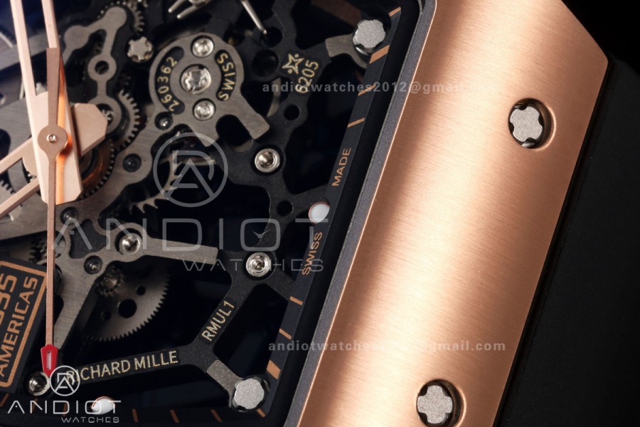 Mille Studio RM035 Americas RG Skeleton Dial on Black Rubber Strap RMUL1 Super Clone