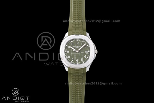Aquanaut 5168G 42mm Gain Weight SS WSF 1:1 Best Edition Green Dial On Green Rubber Strap Super Clone DD330