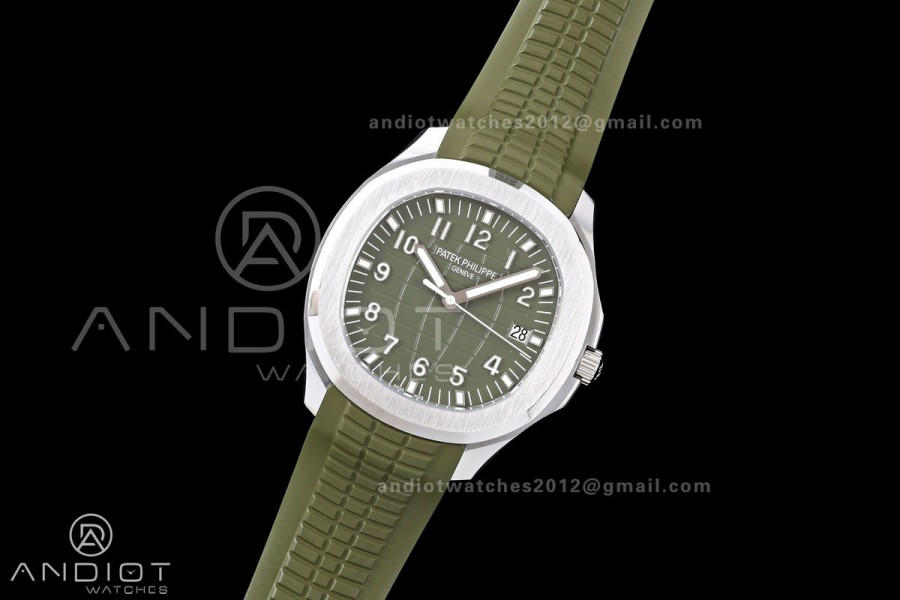 Aquanaut 5168G 42mm Gain Weight SS WSF 1:1 Best Edition Green Dial On Green Rubber Strap Super Clone DD330