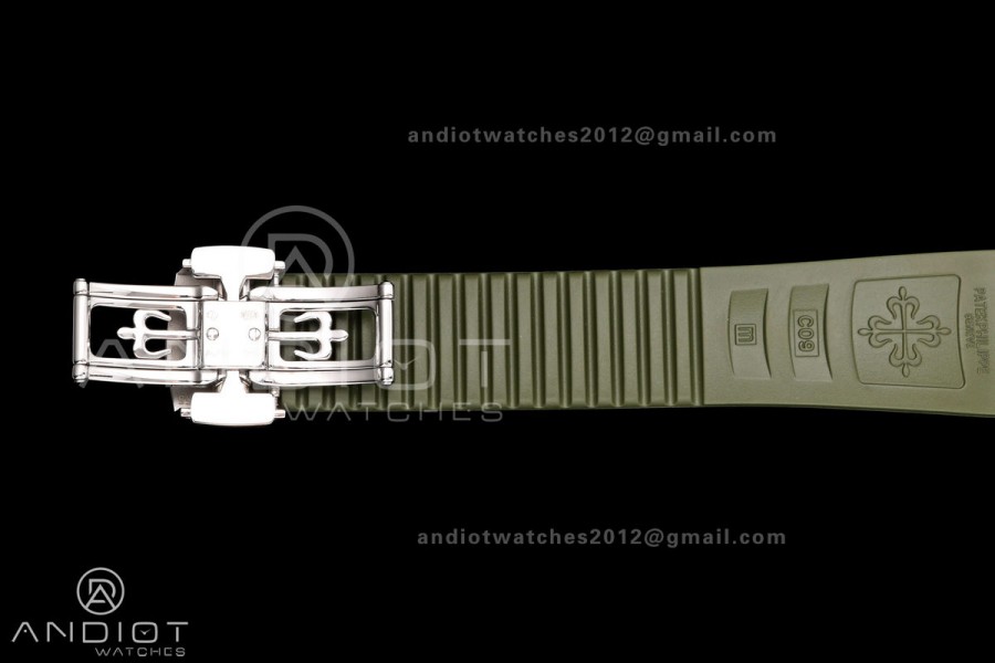 Aquanaut 5168G 42mm Gain Weight SS WSF 1:1 Best Edition Green Dial On Green Rubber Strap Super Clone DD330