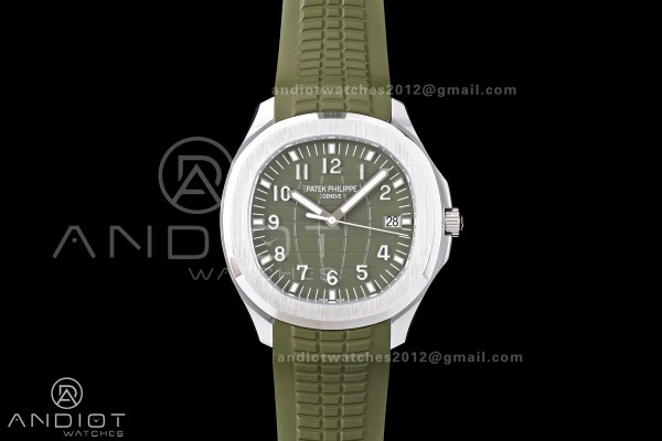 Aquanaut 5168G 42mm Gain Weight SS WSF 1:1 Best Edition Green Dial On Green Rubber Strap Super Clone DD330