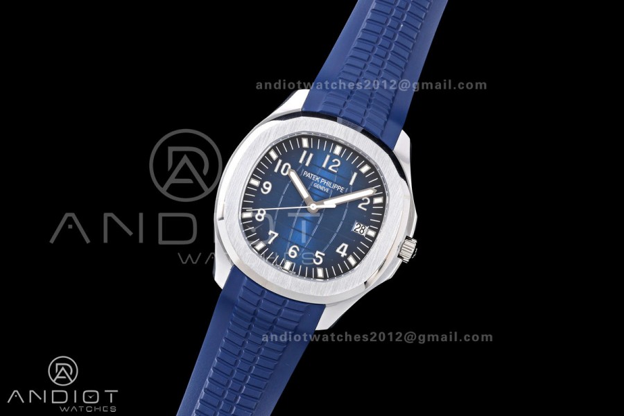 Aquanaut 5168G 42mm Gain Weight SS WSF 1:1 Best Edition Blue Dial On Blue Rubber Strap Super Clone DD330